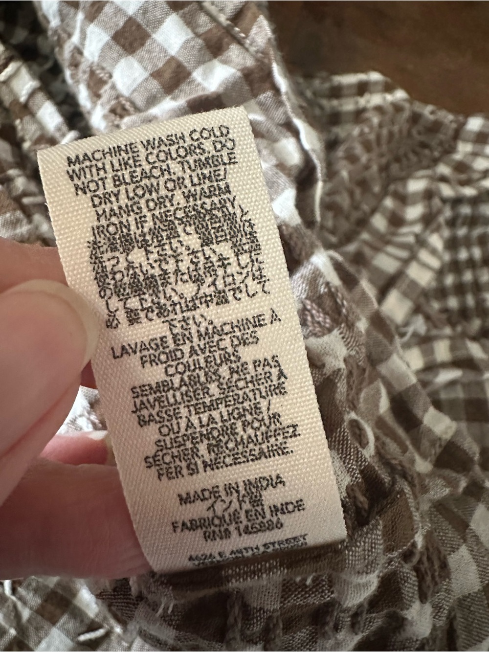 The Great Cross Stitch Dakota Brown Gingham Maxi Dress with Tie Waist size L - Picture 9 of 11